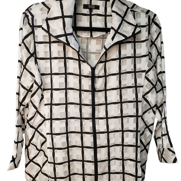 Lior Paris Victoria Zip Front Casual Dress Jacket Three Quarter Sleeve Size L - Picture 2 of 6